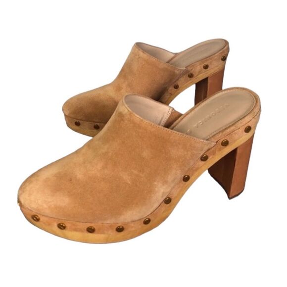 Veronica Beard Grita Suede Clogs in tan 10 - Picture 2 of 6